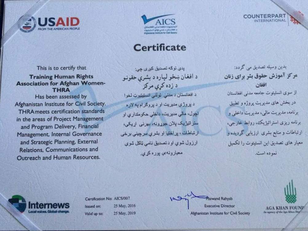 THRA- AICS Certification